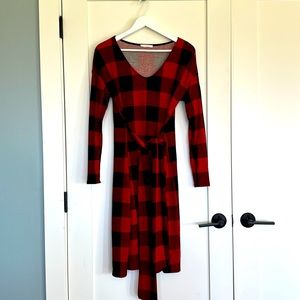 Buffalo check knit dress